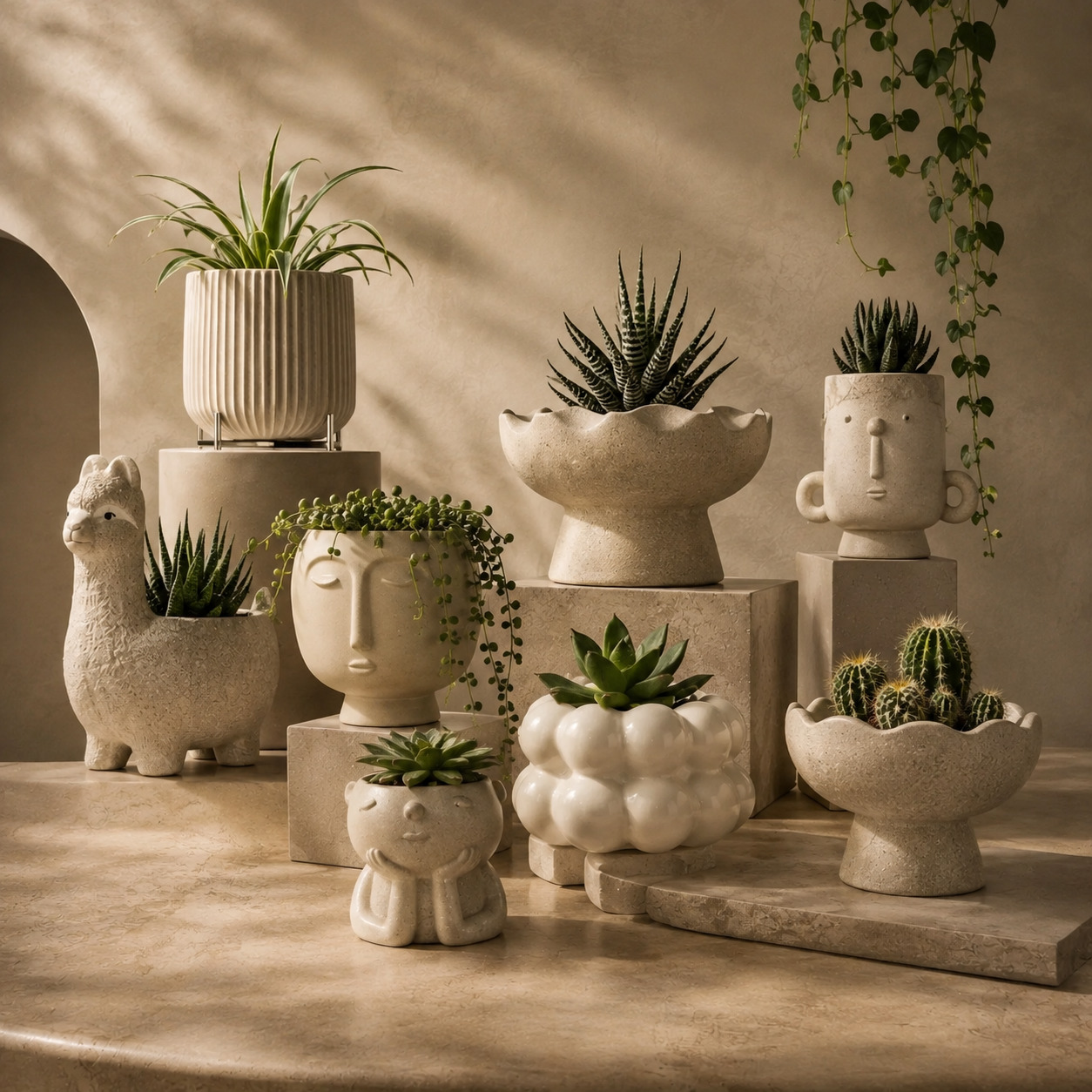 Novelty plant pots and sculptural planters