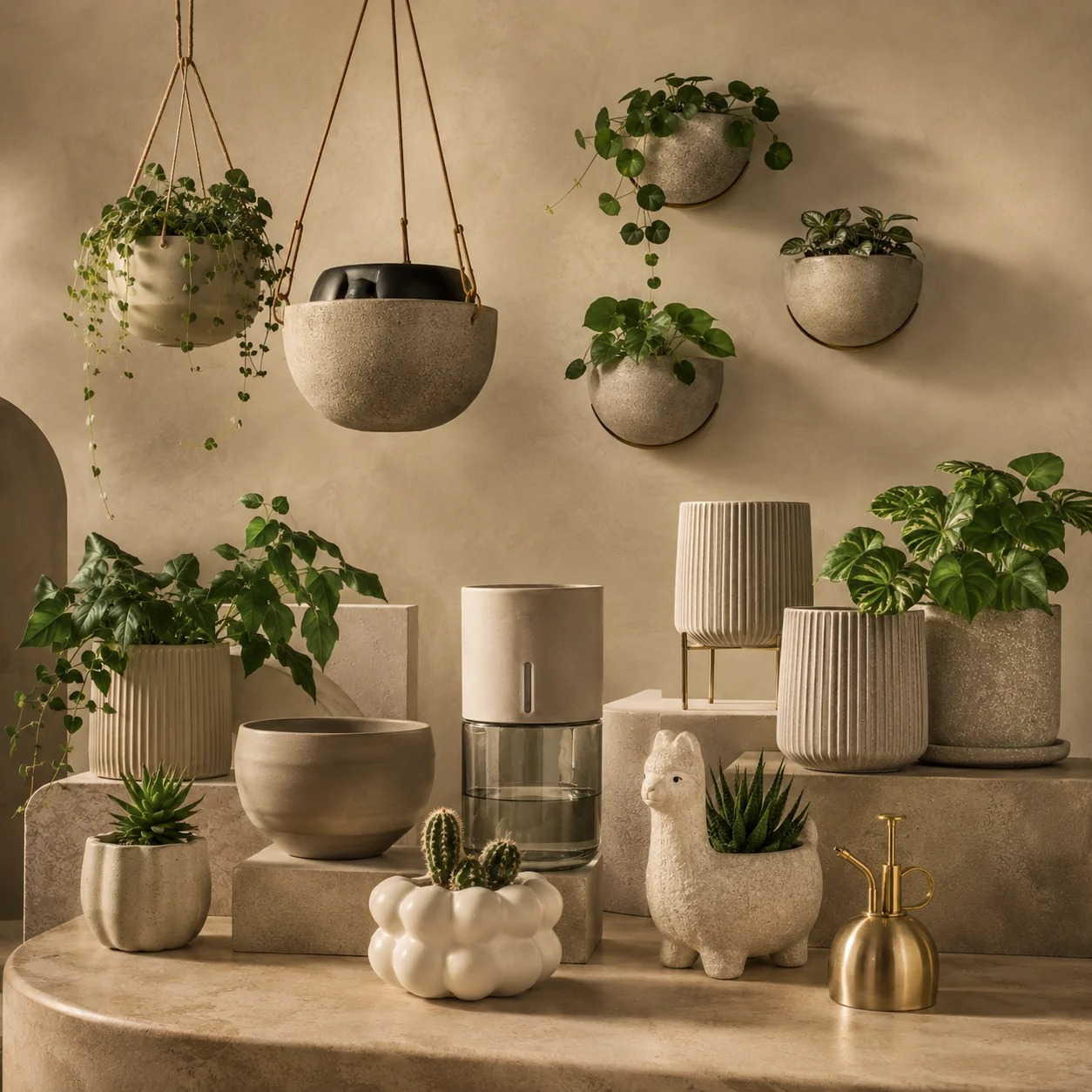 Indoor plant pots including hanging, wall-mounted and novelty designs