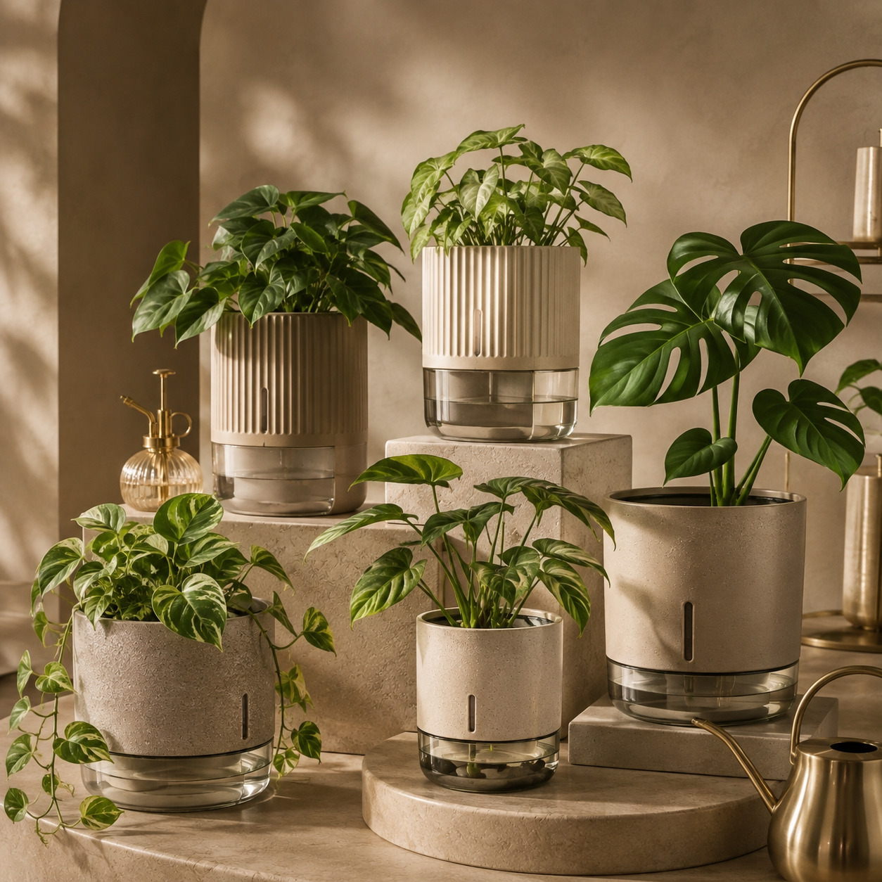 Premium self-watering indoor plant pots
